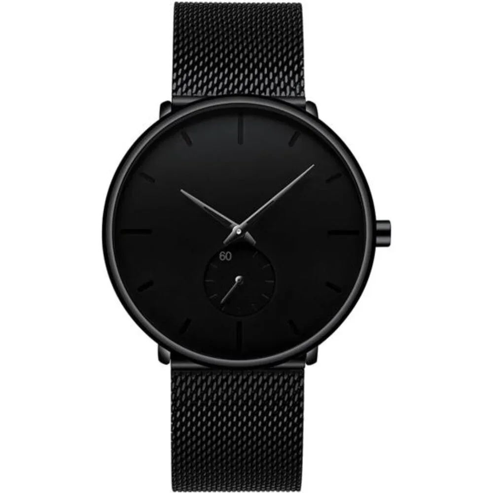 Mens Watches Ultra-Thin Minimalist Waterproof Fashion Wrist Watch Mesh Band